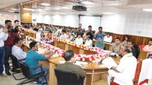 Governor Indra Sena Reddy Nallu, participated virtually from the Conference hall of the office of Dhalai DM & Collector, in the celebration of JanjatiyaGauravDiwas and the Launch of "Viksit Bharat Sankalp Yatra" IEC van and others scheme on 15.11.2023